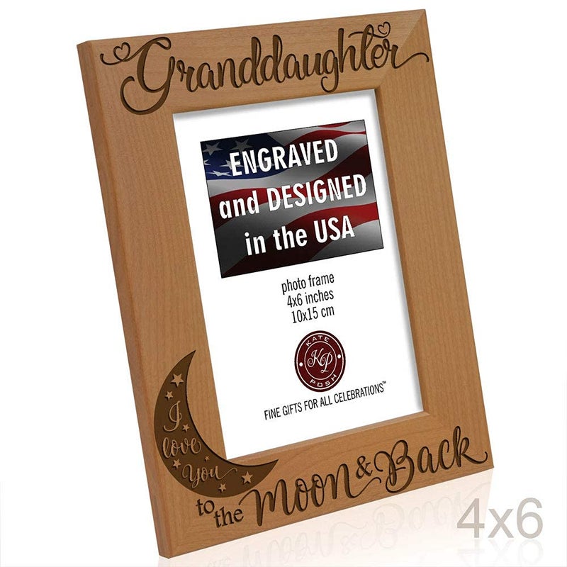 KATE POSH Granddaughter I Love You to the Moon and Back Engraved Wood Picture Frame, Grandma Grandpa Gifts, Christmas, Birthday, Mother's Day, Father's Day (4x6 Vertical) - Image 5